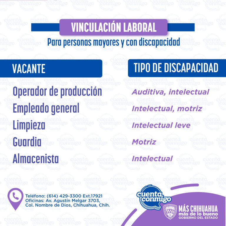 Anuncia Desarrollo Humano nuevas vacantes de trabajo para personas con discapacidad   