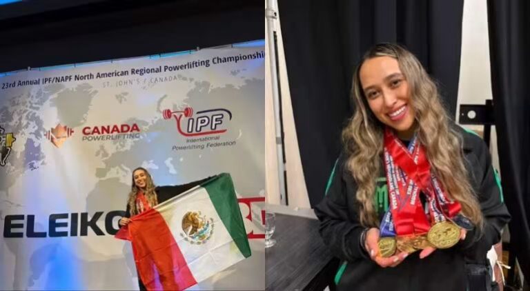 Orgullo de Namiquipa: Lupita Tena se corona campeona mundial universitaria de Powerlifting en Canadá